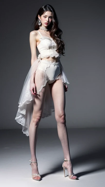 (8K、Raw photo、highest quality、masterpiece:1.2)、(Realistic、Photorealistic)、1 girl、((black and pink dress、Fluttering Hair、stand with hands on hips、See-through、Shorts、boots、big breasts、View from the front、Are standing、))、smile、Lots of eyelashes、Sparkle on your eyelids、skeletally correct、
