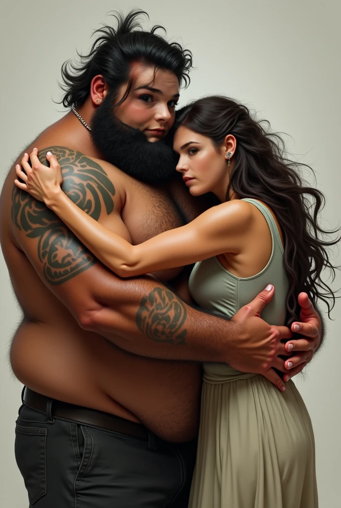 An naked obese fat man, on all fours, with his face buried in the cake, as a dominatrix stands over him with a whip.