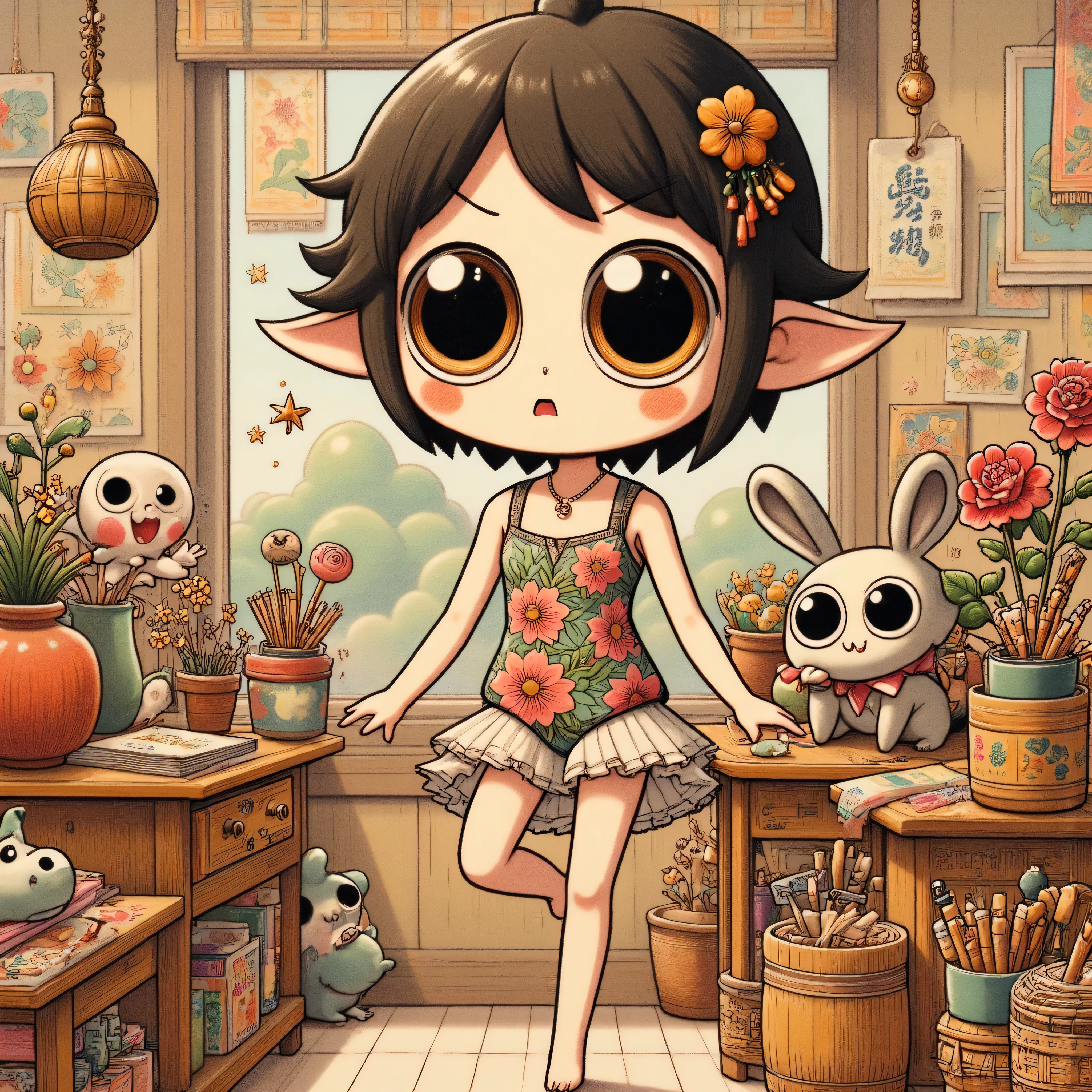 masterpiece, Top Quality, Super Detail, masterpiece,beautiful eyes,detailed eyes,cute face,,The cute floral high-leg leotard with ruffles gets wet and can be seen through,Mr.々hairstyle, High  young woman,cowboy shot standing in a natural position,Mid-size bust, An angle that fits well with a desk,20 year old women,(( camel toe)),Shiny Skin,embarrassed expression,my whole body is sweaty,raise one leg, opens his mouth slightly,I can see a little bit of my butt,