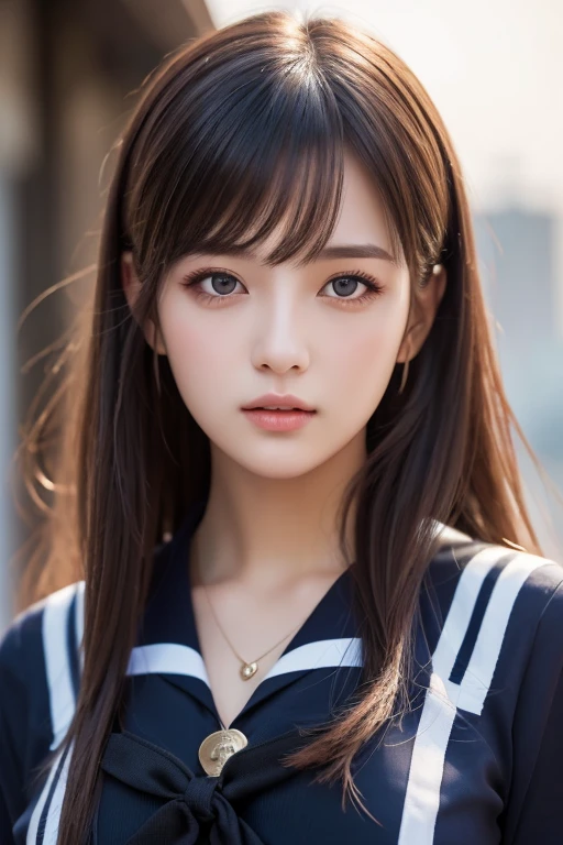 1 girl、(Highest image quality:1.4)、(Super detailed)、(Super detailed美顔)、wonderful face and eyes、black eye、black hair、(sailor suit、school uniform:1.2)、(cleavage)、smooth、Highly detailed CG integrated 8K wallpaper、High-definition RAW color photo、professional photos、Light、逆Light、fantasy、Impressive、Boundary depth writing