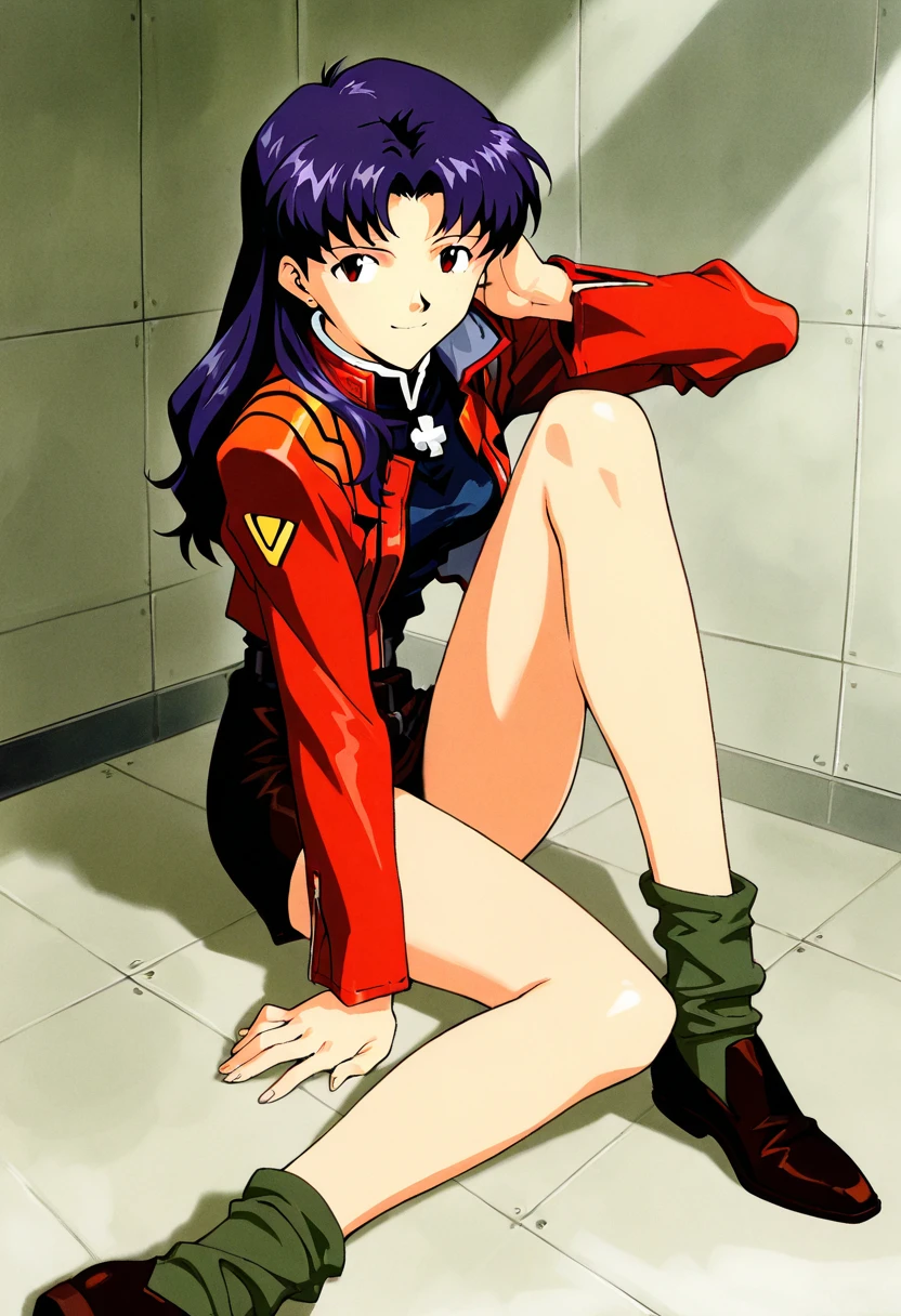 Misato Katsuragi, naked, whole body, room, thigh high stockings.