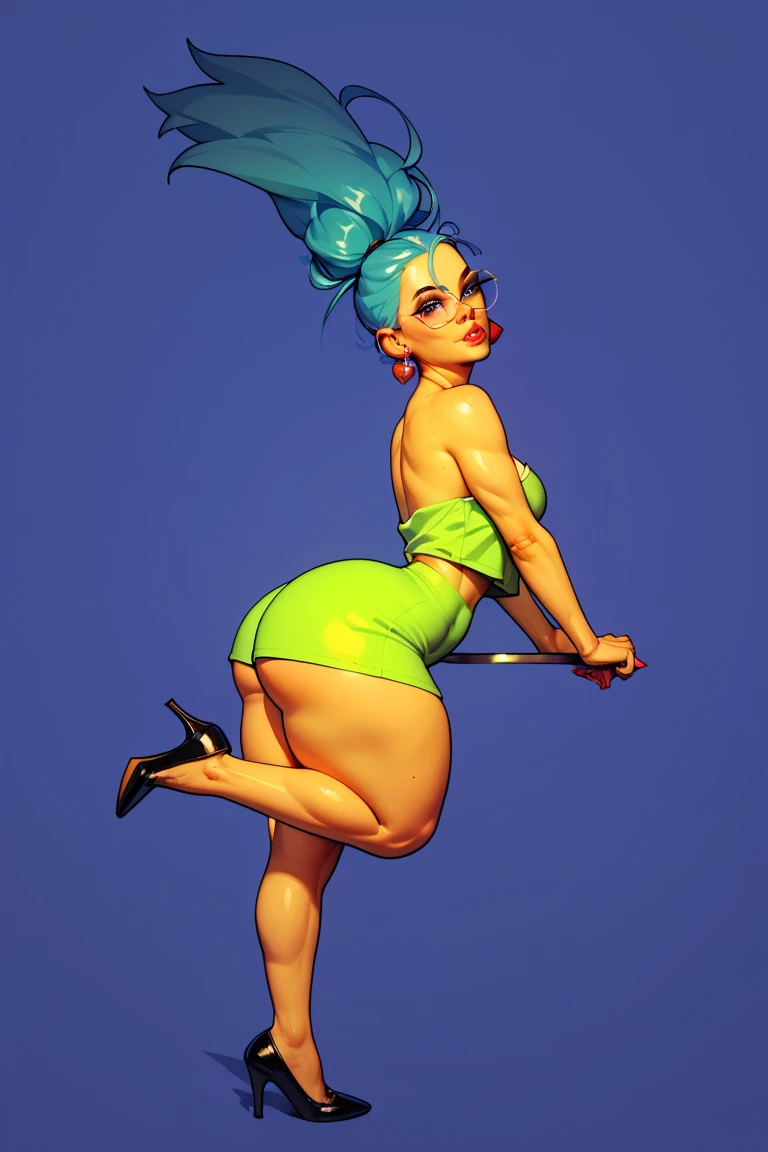 (melhor qualidade:1.3), Mitsuri Kanroji, peituda, clivagem, sedutora, rosto sexy, curved, bunda grande, peitos grandeikini latex) , (pov: voltar), (pose: agachado)