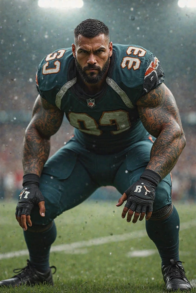Muscular American football player, slim and sexy with a big bulge in the crotch, in a football field, Muscular magician in a stadium. Man in white jockstrap with a big bulge in his crotch. male sexy man. Man with an American football. Handsome beardless man running on the grass. Man with bright tattoos on his arms.