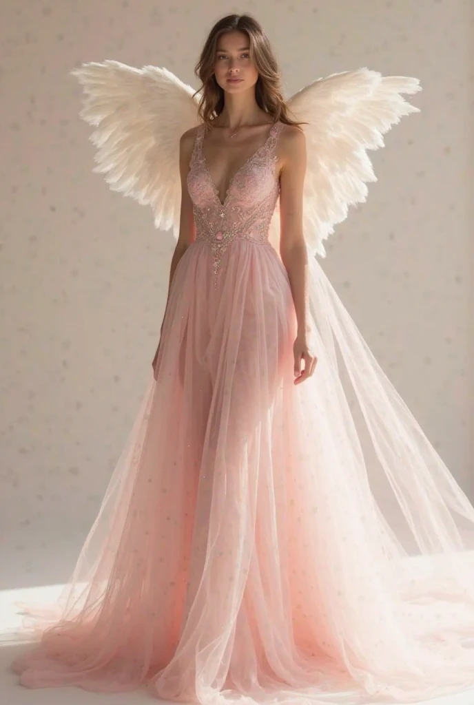 Empire cut dress, winged costura, light pink