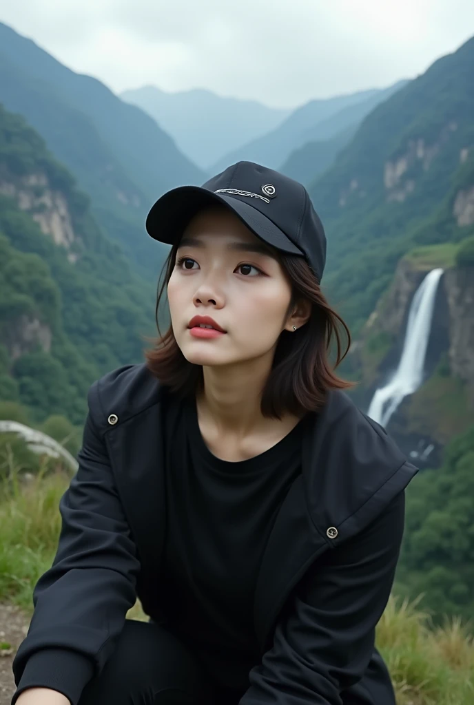 Close-up of an award-winning woman (Sci-Fi Explorer:1.3) Wearing a helmet with hexagonal glass visor, [Style Psycho::10], Next to (Collided vehicle:1.2), (cigarette:1.4), Gaze upon a lush alien planet, (Mountain々:1.2) (Tall Grass:1.2), rock, Very detailed, The finer details, (Complex:1.3), (Lens flare:0.6), (Backlight:0.8), (bloom:0.8), Shallow depth of field