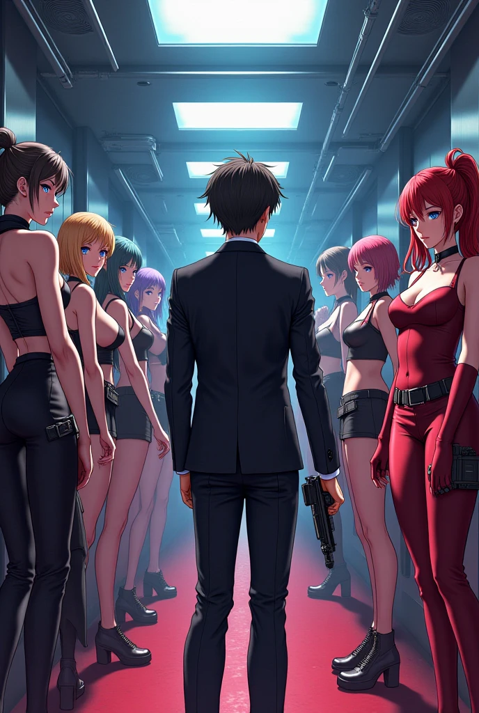 7 people 4 girls 3 boys fighter full body