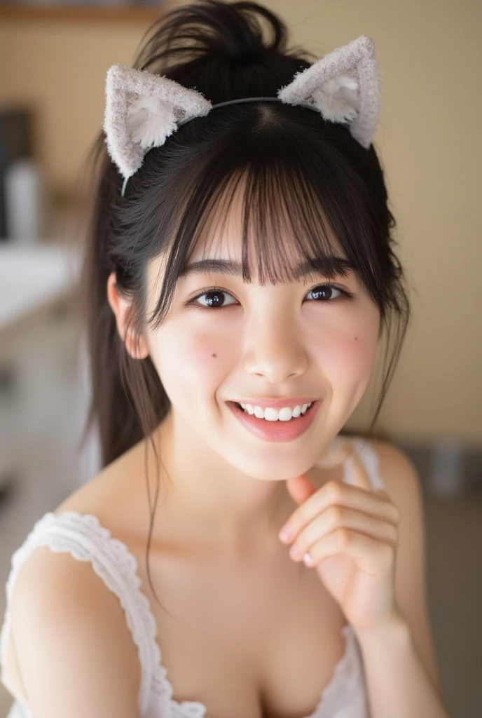 (Raw photography:1.2)、top-quality、a beautiful detailed girl、(bunnygirl:1.2)、A smile、extremely detailed eye and face、beatiful detailed eyes、huge filesize、hight resolution、hight resolution、8k wallpaper、finely detail、Highly detailed ticker uniform 8K wallpaper、Light on the Face、电影灯光、16-year-old girl、sexy pose、(photorealisim:1.4)、illustratio、surrealism、 frombelow、super detailing、masterpiece、fishnets pantyhose、Lying in bed