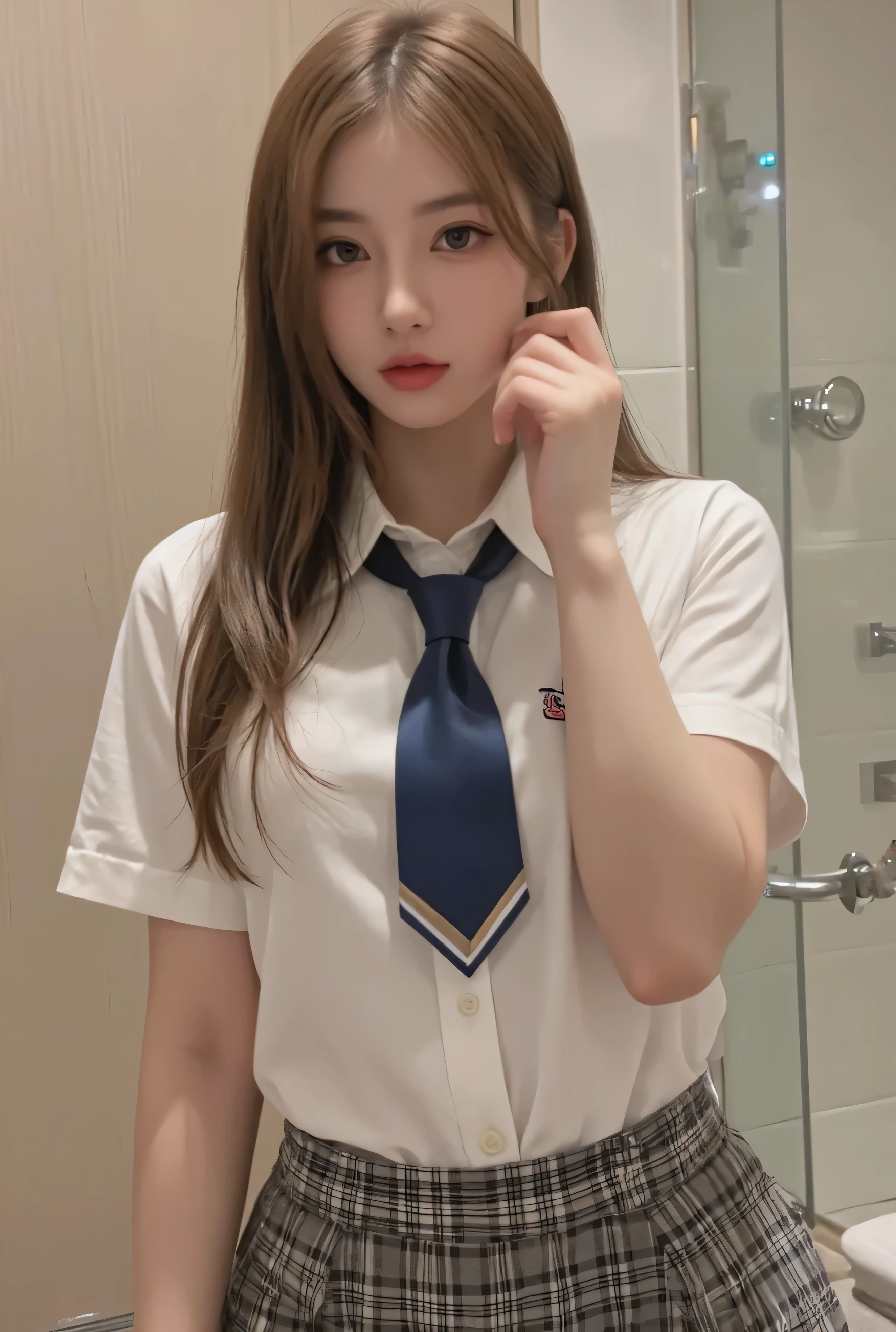 (8k、Highest quality、masterpiece:1.2)、(Realistic、フォトRealistic:1.2)(Very detailedな、High resolution)(Japan Girls' Uniform:1.4)、(Dark blue uniform)Urzan-6500-v1.1、(RAW Photos:1.2)、(フォトRealistic:1.4)、Detailed beautiful girl、Very detailedな目と顔、Beautiful attention to detail、Very detailed、(Kiss Face,Sad expression,Embarrassed expression,)CG、Unity、8k wallpaper、wonderful、細かい細部のmasterpiece、Highest quality、Very detailedな CG 8k wallpaper、 Light on the face、Cinema Lighting、1 Girl、、((No pants))、((Dynamic pose)))、(White panties)(Camel Toe)、(half)、(Knee-high socks)、(kneesを曲げて座る))(Spread your legs in an M shape to show your panties)(Keep one'knees)(あらわになったWhite panties)Negative Prompt