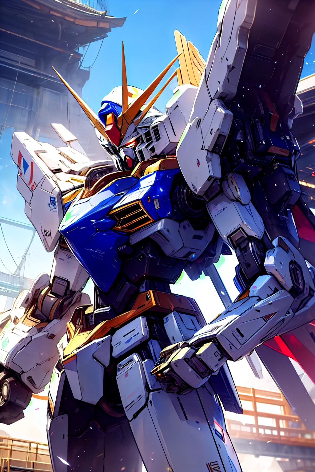 white。white色。white色の機体。 white。White。Gundam,Mecha, robot ,not human,Shine,Alone,sci-fi,Shine eyes,, best quality,masterpiece, edgequality , beautiful intricate details,perspective silhouette ,((8k, best quality, masterpiece, very detailed, rule of thirds)),((Crazy image)),photorealistic,masterpiece,amazing,High Resolution,High Resolution,sharp concentration,photorealistic rendering,very detailedな説明, professional,intricate details, white、white色、white色の機体、 white、White、Beam Saber。 beam shield、 Funnel 、