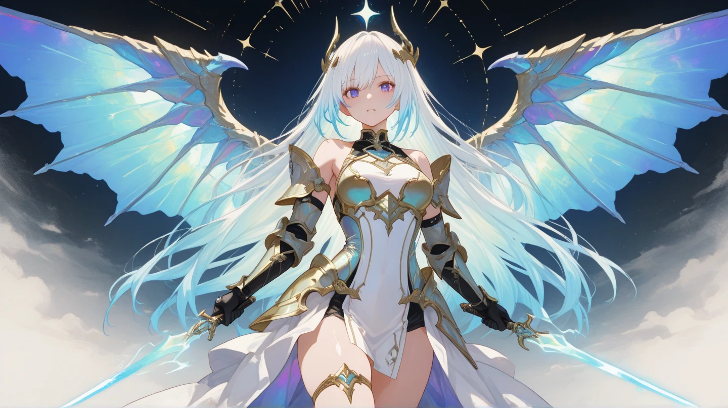 (best quality, masterpiece, colorful, dynamic angle, from below, highest detailed)upper body photo, full body photo, fashion photography of cute mechangel, glowing 4 wings, solo, glowing armor, glowing halo, building, glowing mechanical 4 wings (intricate details, hyperdetailed:1.15), detailed, light passing through hair, (official art, extreme detailed, highest detailed), HDR+