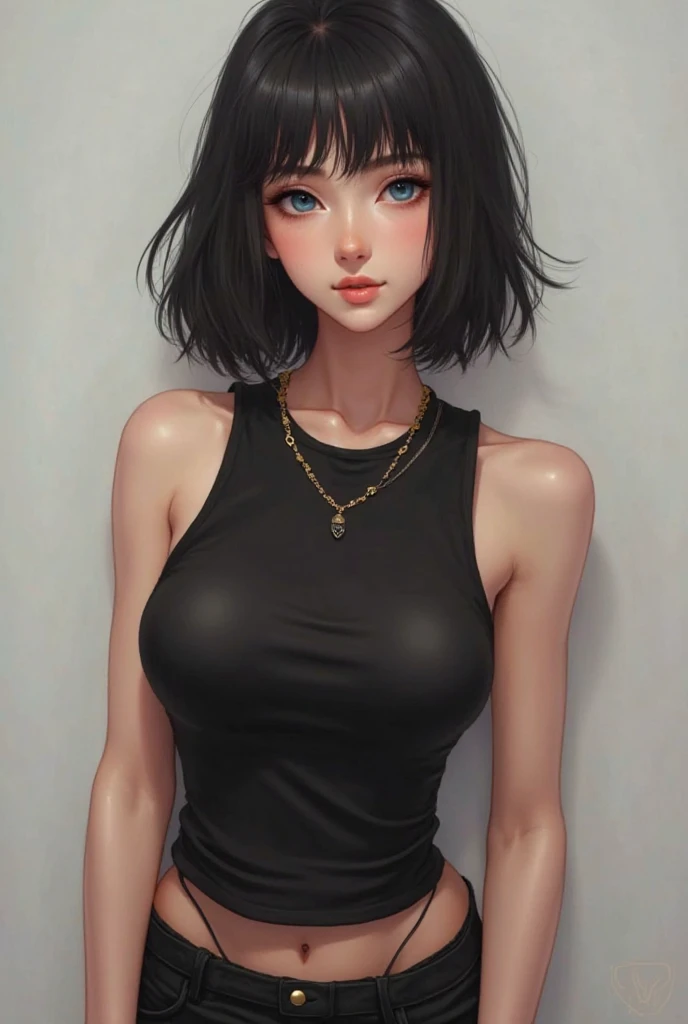 ((Best of the highest quality, 8k, Masterpiece, raw photo: 1.1)), (Sharp focus: 1.1), (1 AESPA, slim body type female, 22 y/o: 1.1), solo, ((tight size simple T-shirt)), face focus, finely small eyes, (forehead, short bob hair: 1.32), (sharp chin, droopy eyes: 1.32), (sad eyes: 1.1), look at the camera
