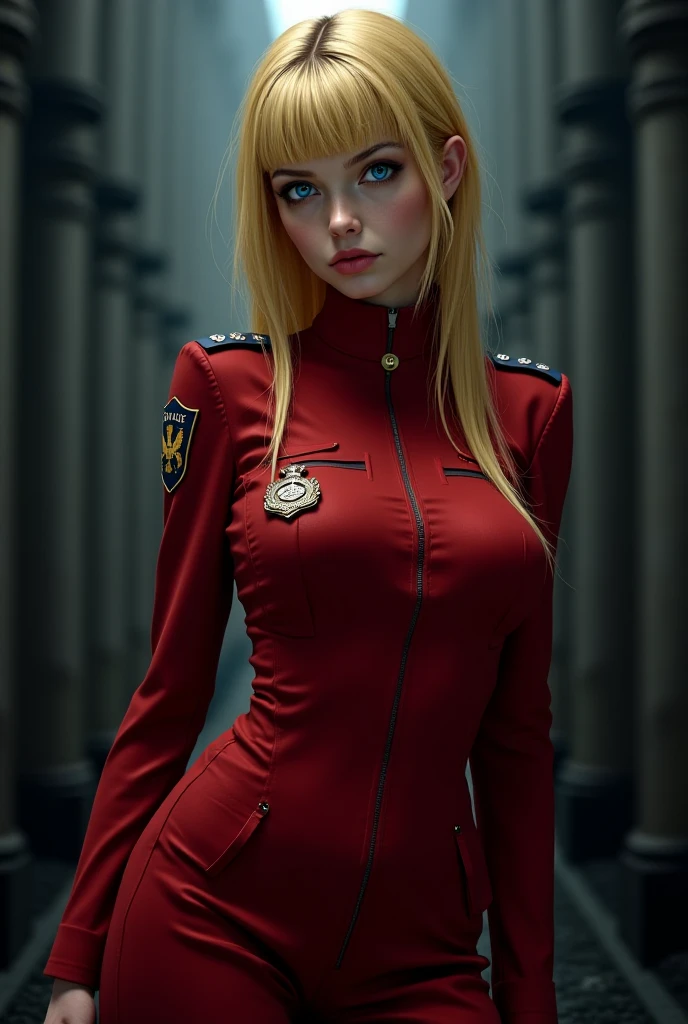 Sure, here's a description based on your prompt:

Can you create a blonde, blue-eyed Russian woman dressed in a firefighter outfit in an 8K, ultra-high resolution, photorealistic image? She stands courageously and confidently, her blonde hair pulled back into a tight ponytail, adding to her professional demeanor. The firefighter's uniform fits her slender frame perfectly, with the classic red and yellow colors popping against the dark background. Her eyes, a striking blue, are full of determination and focus. The detail on her face is intricate, capturing every line and wrinkle, while her skin has a natural glow. The fire