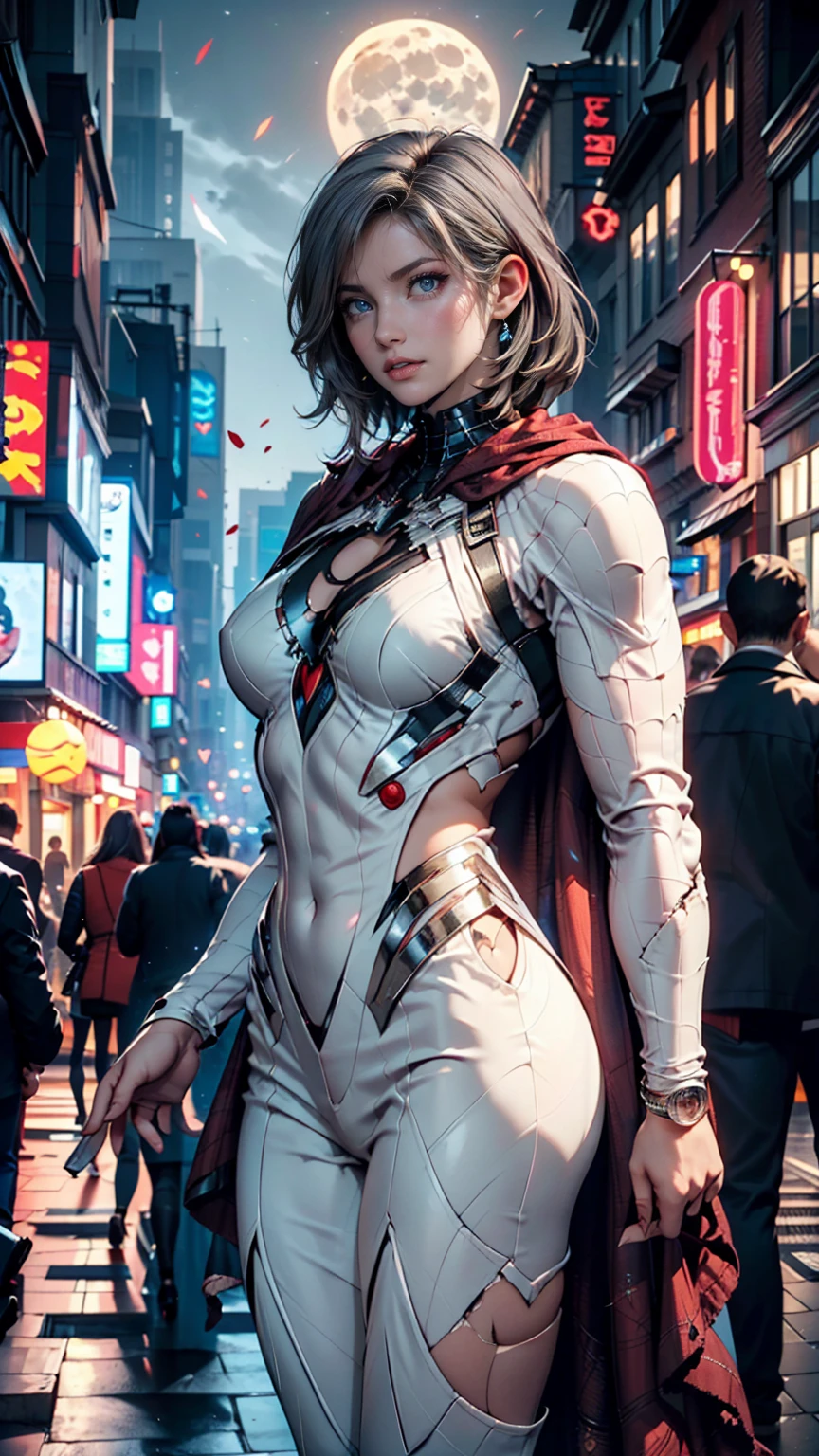 1female，41 years old，MILF，A MILF，mature，plumw，extremely large bosom ，Pornographic exposure， solo，（Background with：stadium） She has short black hair，bobo head，Station，seen from the front， hair straight， mostly cloudy sky，（（（tmasterpiece），（Very detailed CG unity 8K wallpaper），best qualtiy，cinmatic lighting，detailed back ground，beatiful detailed eyes，Bright pupils，（Very fine and beautiful），（Beautiful and detailed eye description），ultra - detailed，tmasterpiece，）），facing at camera，A high resolution，ultra - detailed），revealing breasts，Bare genitals，  Bulge，legs are open，Raised sexy，Camel toes，Flushed complexion，Open-mouthed，frontage，Chinese Air Force，Aviator，（Wearing：Track and field suits，White pantyhose，Blue and red color scheme）spiderman uniform armor