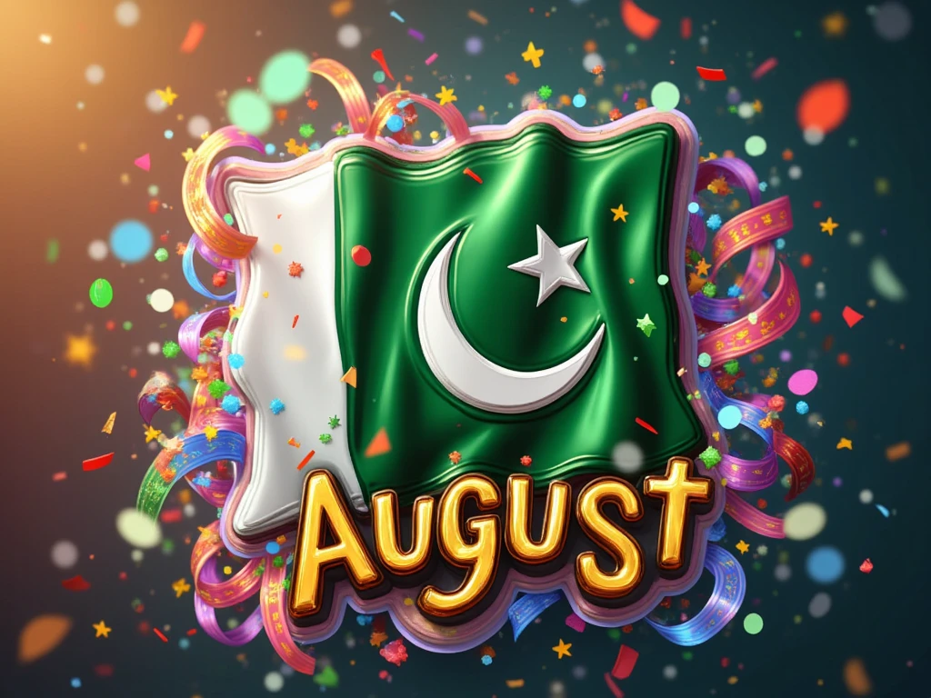 Write 14 august happy independence day on the picture with Pakistan flag 