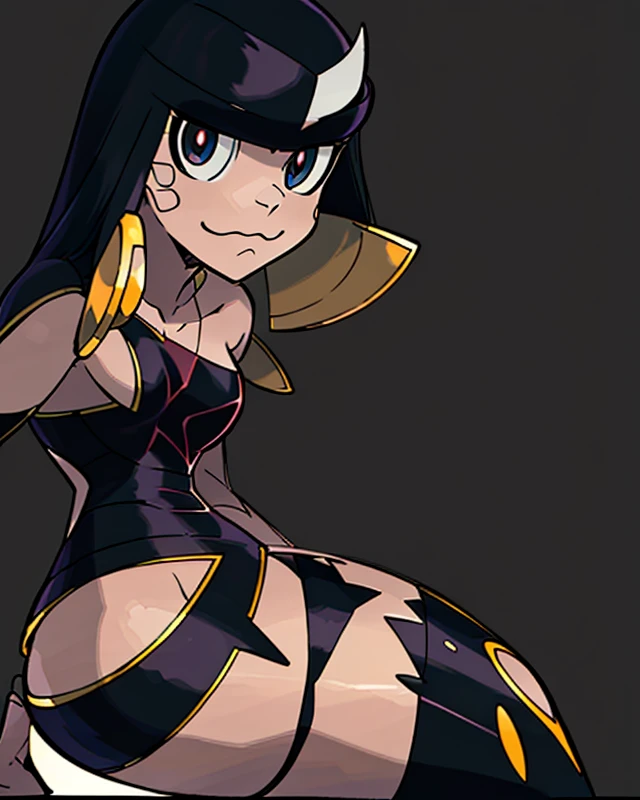 wavy, 1 loli, solo, small breasts, looking at viewer, bare shoulders, open sleeves, hair over one eye, red eyes, side ponytail, ponytail, loose collar, skull, ((blue skin)), dots, zombie, striped sleeves, stitched mouth, extremely detailed, highly detailed, perfect face, beauty, perfect eyes ((skeletal arm, live tails, big ass, big lips)), big eyes, makeup, big eyelashes, cute, adorable , serious, ( (leviathan: 1.3)), full body, in lingerie, ecchi anime style, full body art, ecchi style, anime character, walking in public, ripped clothes, showing ass, bikini, micro bikini, showing off stomach