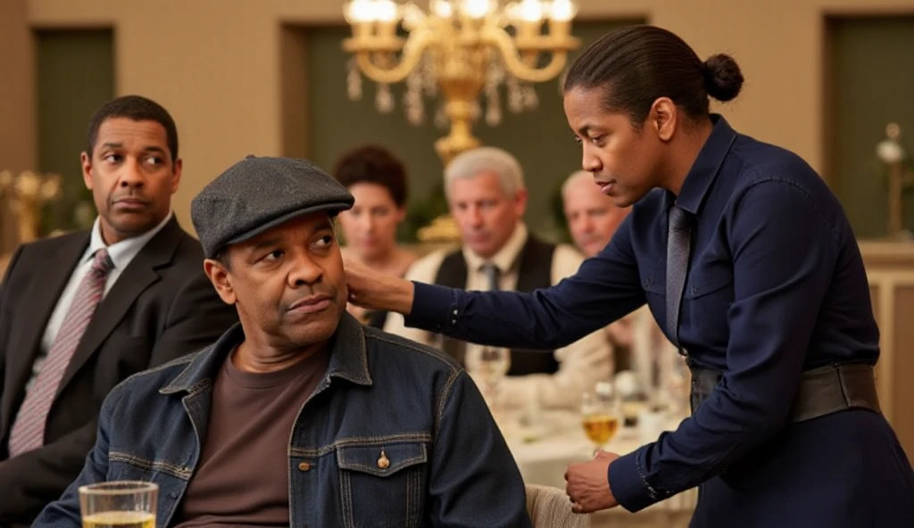 Hayley Atwell kissing a black old man