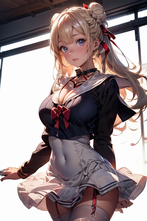 1girl, 30 years old, chinese maid, old chinese dress, black dress, off-the-shoulder, blonde hair, long hair, blonde, blue eyes, black pantyhose, sexy, seductive
