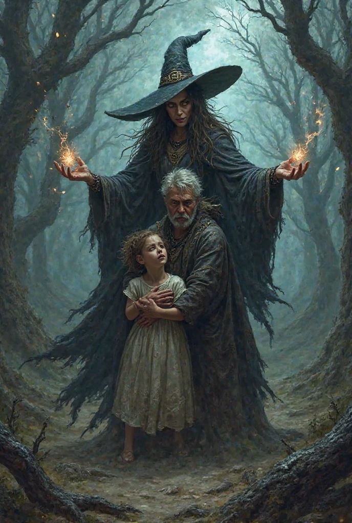 Grandma and the witch facing eachother.