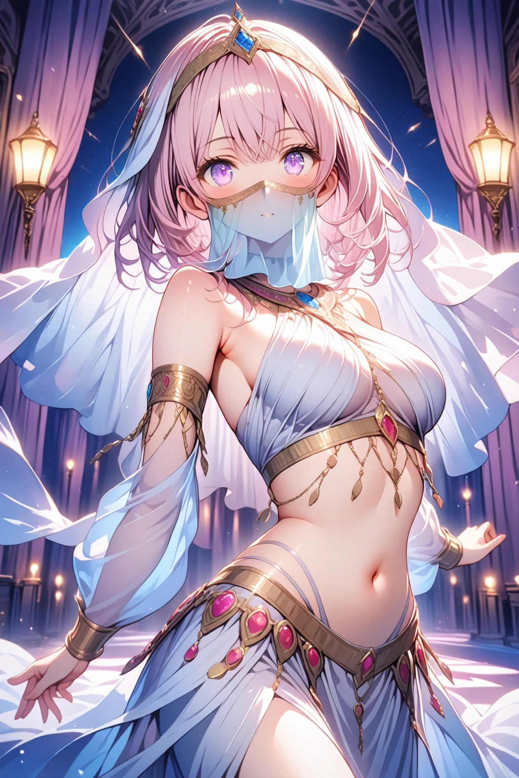 NSFW,masterpiece,Highest quality,High resolution,Very detailed,white\(no game No life\),Small breasts,Angel,Angelの羽,High-quality dress,Halter neck,gem,expectant face,blush,A moonlit church