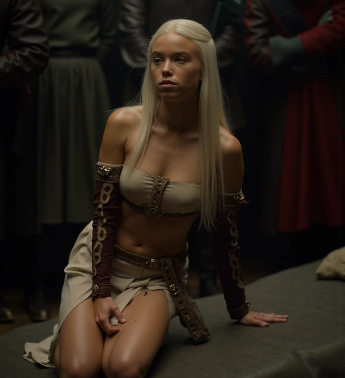 Game of thrones cinematic style Emilia Clarke
Daenerys Targaryen ( naked pubic hair) squats on the iron throne peeing on the floor in front of her. Female peeing.  Peeing.