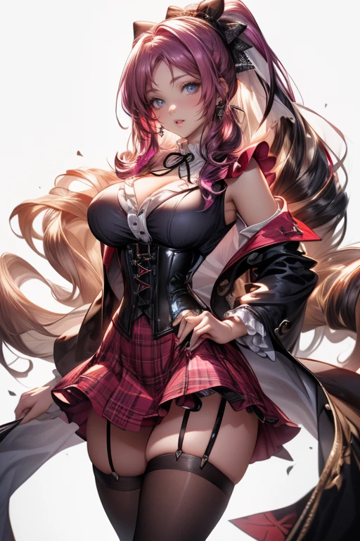 A girl looking up at the thunder and clear sky The sun and moon are out at the same time A girl who looks like Jewelry Bonnie from One Piece Manga Anime HENTAI Pink Red 2D Cyberpunk Illustration Comic Cartoon