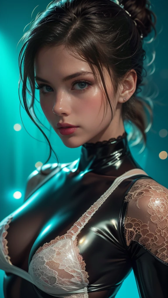 (delicate and beautiful CG artwork),(best quality, ultra-detailed, high resolution),(dynamic angle, dynamic lighting),(1 character),( short blonde hair), blue eyes, (beautiful face), 1 girl, long sideburns, plants, smile, ((See-through black dress:1.5)), 3D, red carpet, fashion show,