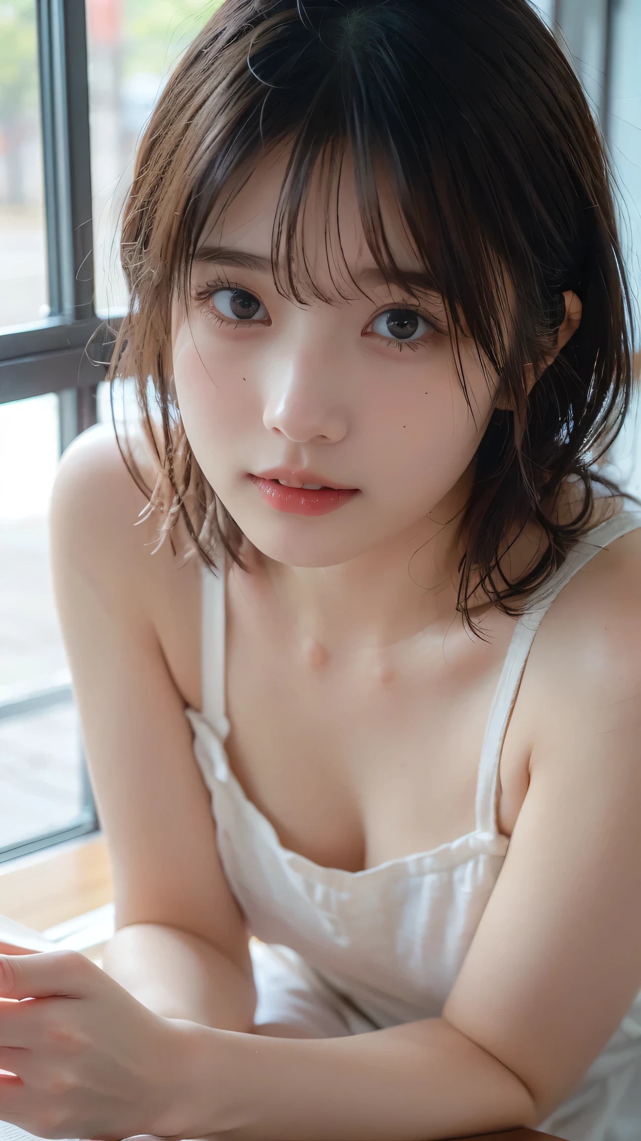 (Realistic:1.3、Ultra HD、Ultra-high resolution、8k、Japanese Housewife、At work、In the bedroom、bed)、((Look Viewer:1.8))、(Extremely realistic skin texture:1.4)、(Realistic:1.3)、short hair、(Embarrassed look:1.6)、(blonde:1.1)、(40-year-old woman、Mature Woman)、Ponytail hairstyle、(Raise your arms high to show your armpits:1.5)、(Armpit close-up:1.65)、(Shooting from the side:1.2)、necklace、Earrings