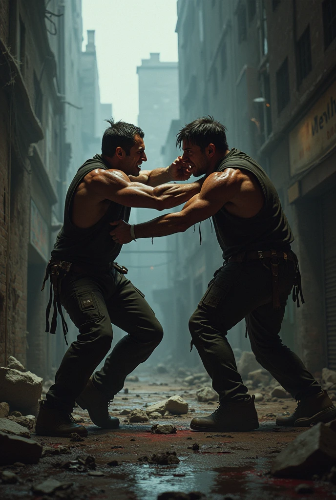 (Ultra detailed), shot from above, a male dance group fighting enemy characters.
