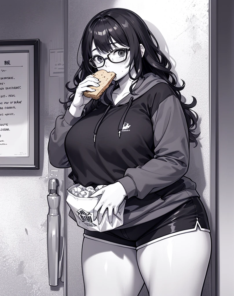 Miko Iino, fat, large belly, chubby, overweight, twin tails, eating ice cream