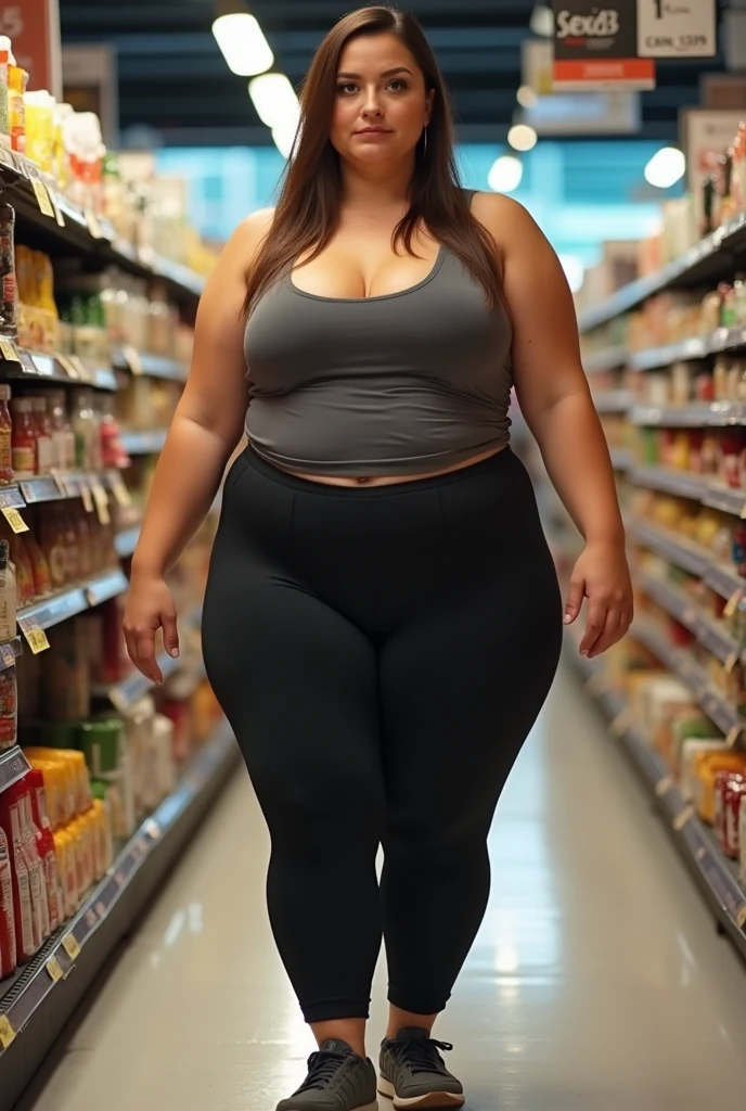 Dark blue leggings, wide hips , Upscale ,Realistic , hypeRealistic, ultra Realistic, add detailasterpiece:1.2),
 (best quality:1.2), hyper realistic, highestres, absurdres,
 extremely detailed,bursting out of clothes, large breasts, large belly,
 chubby (best quality, masterpiece) wide hips, huge ass, big ass, widest hips,