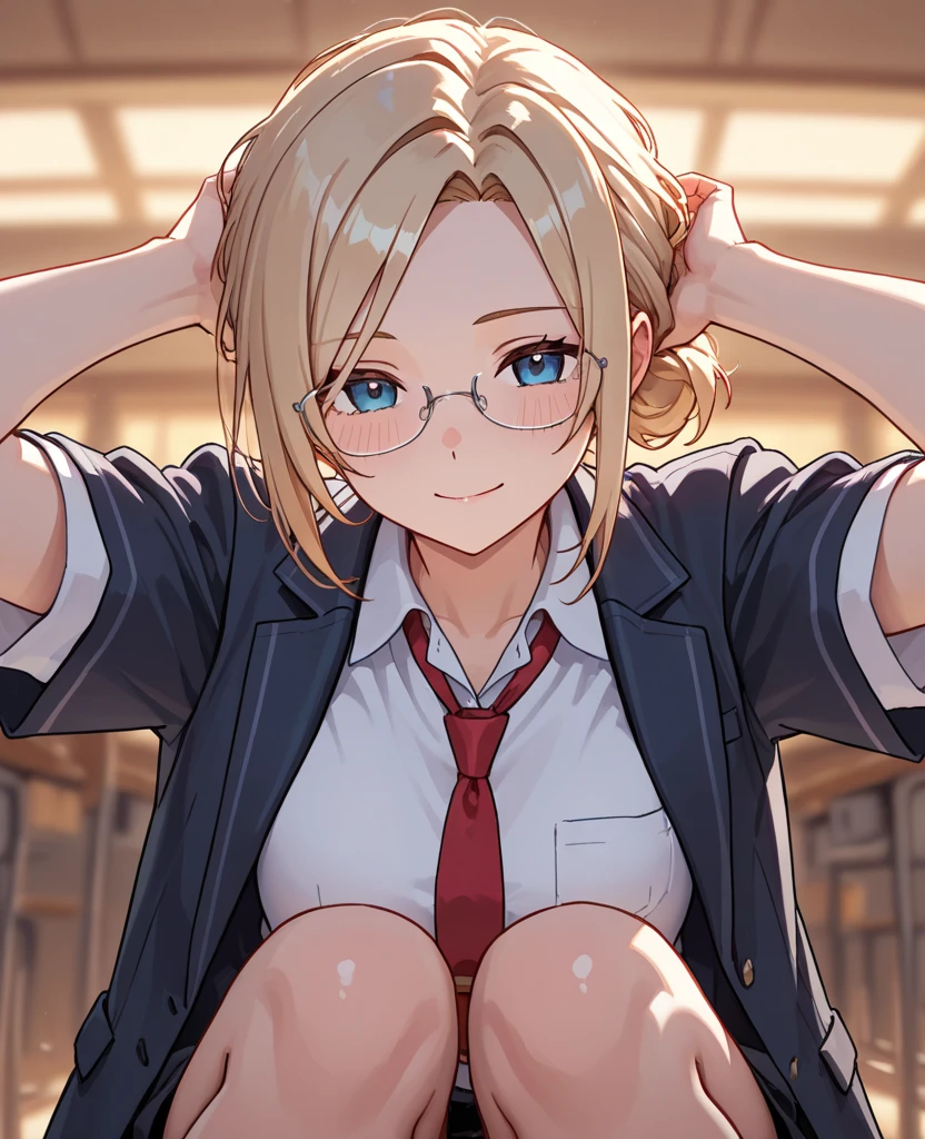 Close-up shot of a sexy woman, Gorgeous with captivating eyes and perfect makeup, radiant childhood friend, emphasized by the transparent shirt ,pencil skirt, Show off your sexy figure with big thighs and wide hips, provocative. tie (Shibari, tay bị tie sau lưng: 1,5), (Shibari: 1,21), Bị tie, chân bị tie, gag with drool ball,wearing big red ballgag glasses, in a crowded meeting room, red rope,