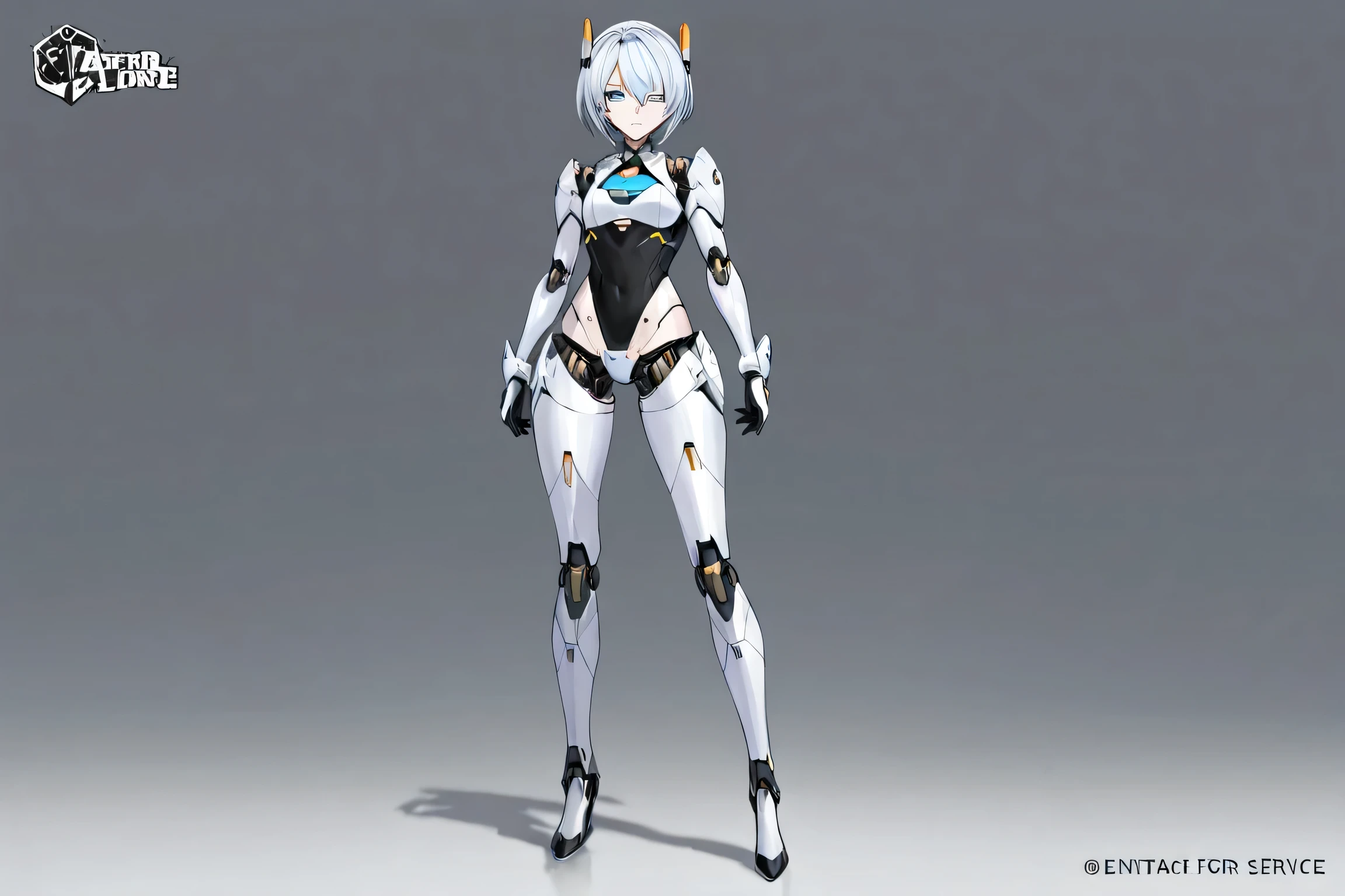 full body　 standing　android for service