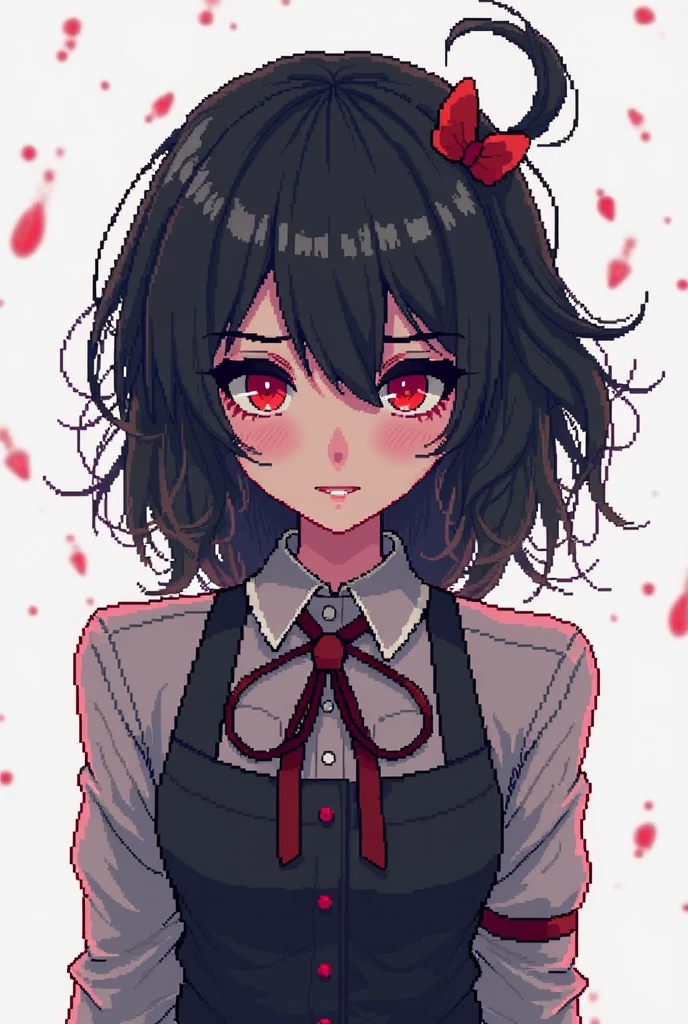 yandere pixel girl on a white background for a novel on the side
