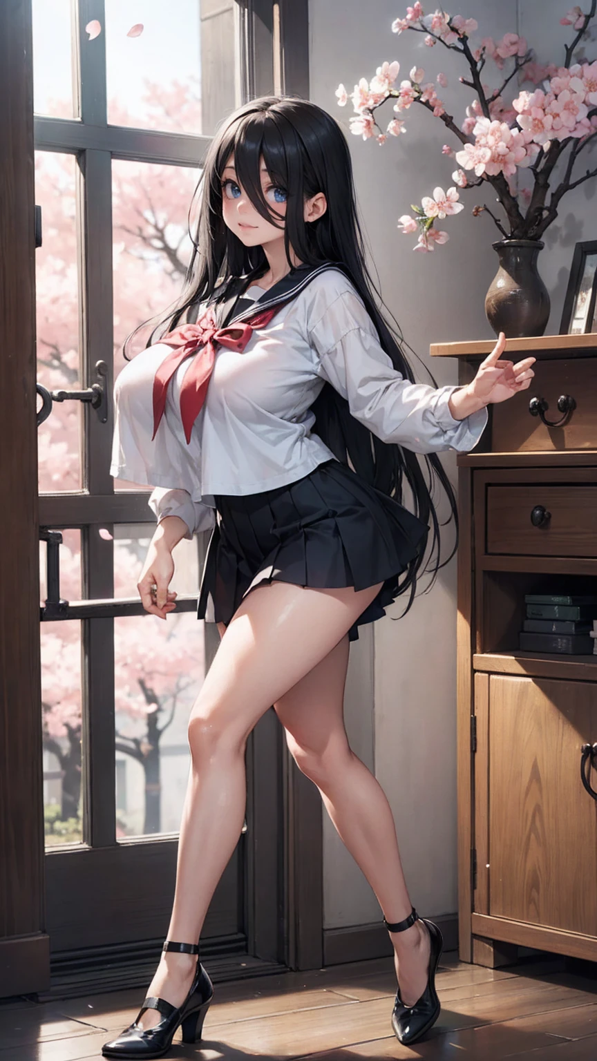 black eyes curvy girl using school skirt (((upskirt))) being his body center of camera, bra,