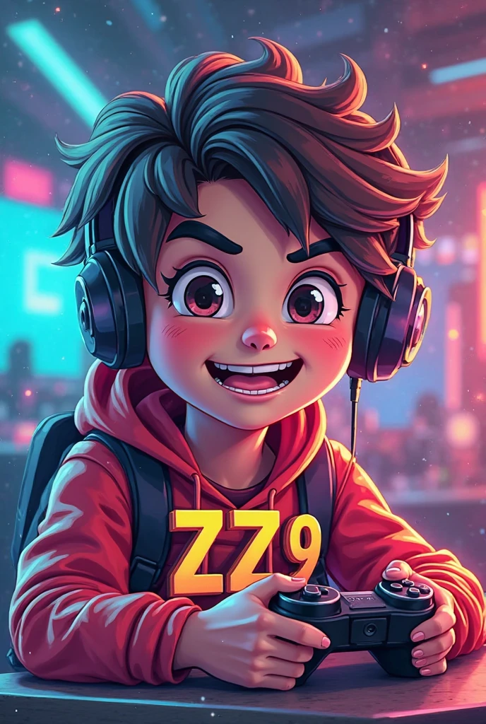 1 boy, sitting in a game chair, with the name wendryo written on the sweatshirt, 20 year