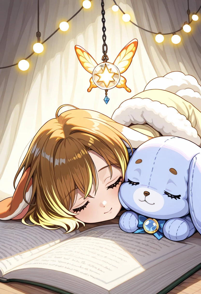 (Highly detailed CG Unity 8k wallpaper), (Best Quality), (Super Detail), (Best Illustration), (Best Shadow), POV, Realistic lighting and shading, Natural light, Lens flare effect, BREAK, 1 beautiful girl, Solo,(Cute:1.5),(Chibi:0.8), (kawaii:1.5),(Lori:0.5), BREAK, ( (17 years old girl), Very detailed, colourfull, highest details, BREAK, (Huge breasts: 1. 2,), Clear skin, Beautiful skin, Shy skin, 1 beautiful girl, Brown hair, (Cat ears, Ponytail, medium-Long hair: 1. 2), (Light blue eyes, long eyelashes, Double eyelids: 1. 2), Solo, gleaming skin, BREAK, (Turning red:1.2), (She has her hair tied in a bun.:1.0), (Barefoot with colorful nails:1.0), (barechested:1.2), (pink scrunchie:1.0), (star-shaped earring:1.1), (Lace headband:1.0), (Cute Accessories:1.3), (Angle from the back,a bed,Sleeping face down:1.1),(Massage room background),