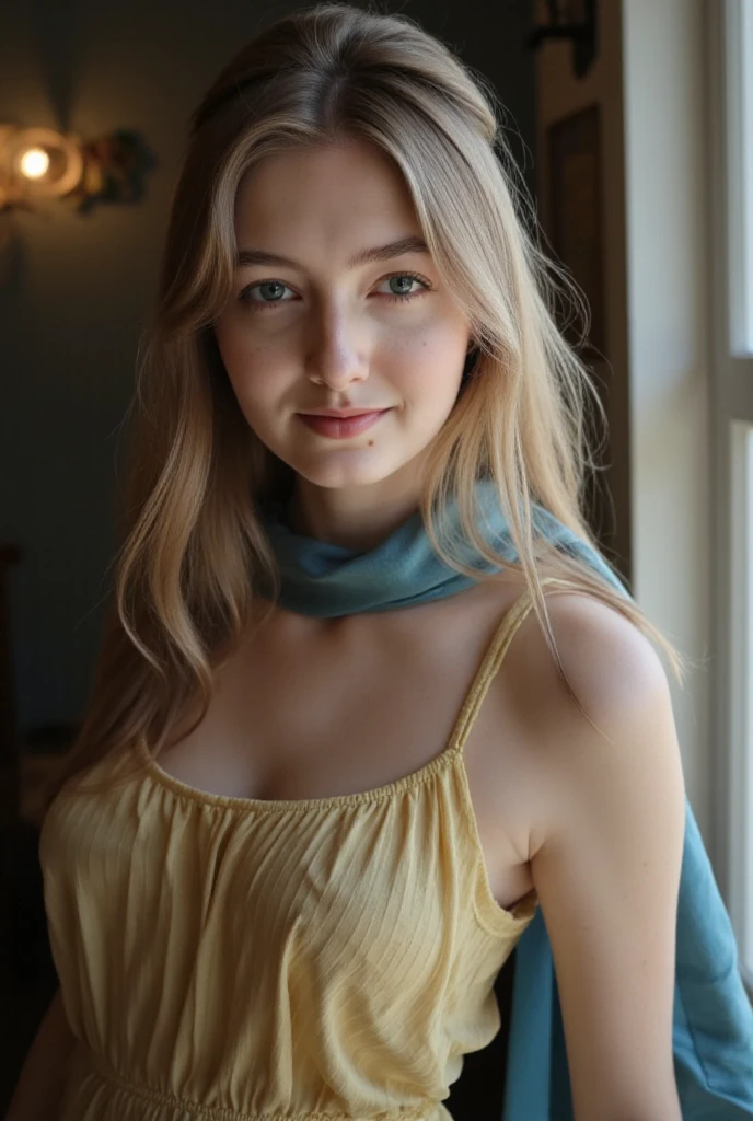 RAW photo、(((Extreme beauty portrait)))、Upper body、tilt one side'head of、looking at camera、((radiant white skin))、terrible face、cheek gloss、(1 person、12 year old ultimate beautiful girl、small face beauty;1,5)、((とても綺麗で明るくまばゆいばかりのlightブロンド))、(blue eyes、her bright, her clear eyes shine brightly:1.3)、smooth skin, dazzling blonde hair、eyeliner、((masterpiece、最high quality、Super detailed、light、intricate details、High resolution、In 8K、very detailed))、detailed background、8KUHD、high quality、shallow depth of field、natural soft light、(perfect hands)、puritanism、(both chest exposed、裸のUpper body、chest exposed、check skirt、thin、beautiful breasts、exposed nipples、I can see your belly button、daytime、baby face、big smile:1.5)