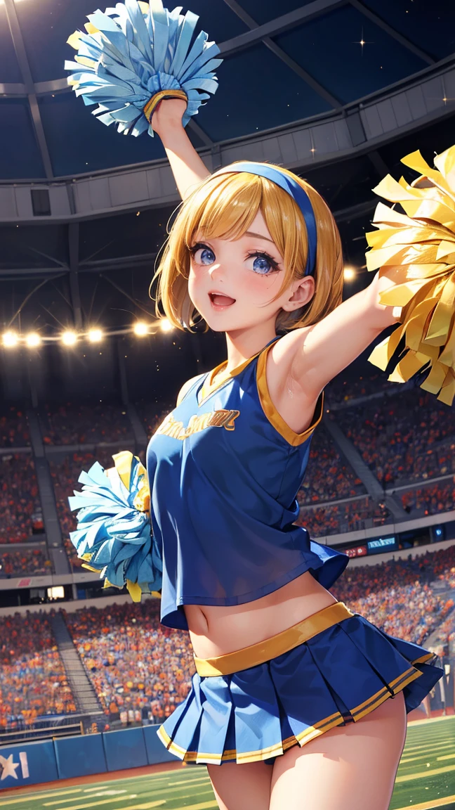 (Photorealistic:1.8, highest quality:1.8,8K masterpiece:1.8,High resolution,Mastepiece:1.8,RAW Photos,Cinematic lighting),No split screen、Stadium、Miniskirt Cheerleader、cameltoe、Back view、Angle from below、Buttocks up、
(Real skin texture:1.3)、(short Blonde hair)、Woman's Costume(choker)、Crotch close-up、Spread the genitals、((Perfect female body))、
(Beautiful expression、A rich expression、Open your mouth and cheer、A big smile:1.4)、
Beautiful Face、Beautiful Eyes、Esbian all over、(Random Sexy Poses:1.3、thrust one's hips upward、Stick your hips out to the camera:2.3)、cameltoe、(Immersive atmosphere、Chiaroscuro:1.5、Bright light:1.2、Bright lighting)、Realistic:1.3、Long Shot、The woman is naked、woman is nude、Adult video shoot