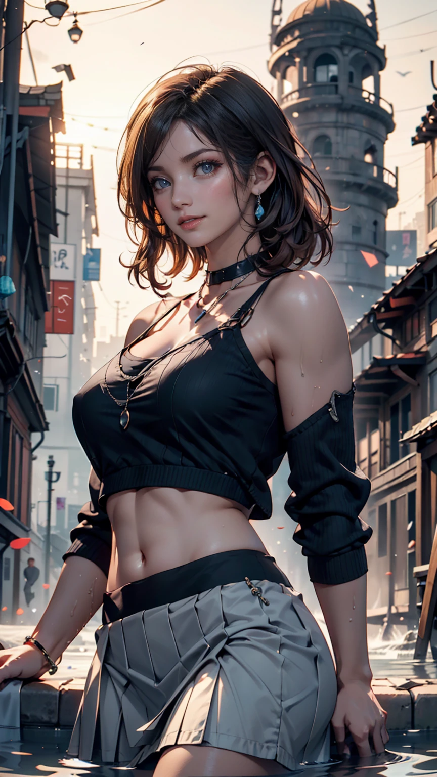 (absurd quality,16k,highres,masterpiece:1.2), ultra details,UHD,(photorealistic Realism 16K Quality), (Masterpiece, Top Quality, Best Quality, Official Art, Beauty and Aesthetics: 1.2), Extreme Detail, (ultra absurd quality, extremely detailed detail, hyper resolution, clear sharp focus, not blurry, Realistic brown_eyes:1.35), (perfect dark_eyeshadows), detailed lips:1.3,pink_makeup:1.22, long_blue_eyeliner:1.28, red_lipstick:1.35,(perfect dark_eyeshadows:1.4), (super detailed professional makeup on eyes:1.3), (Detailed nose:1.2), Depth of field, cinematic light, Lens flare, dslr, best high quality soft lighting, sharp focus captured by Fujifilm XT3, f 5.6, in a dramatic lighting, ((view the viewer:1.3)), (extremely beautiful face, beautiful lips), intricate detail face, ((ultra detailed skin)), ((firm big full breasts)), (1 Girl), in the deep shadow, (Very stretchy, loose pants: 1.43), ((white translucent, airy pants:1.3)), (Women Crop Top, , , (((Low-cut O-Ring))), Tops Slim Long Sleeve Shirt Black :1.22), extremely detailed, (Glamour, paparazzi taking pictures of her), ((High Contrast)), long legs, medium ass, ((no_Panties)), ((Whitens skin, slim face)), slim belly: 1.2, (well-muscled body:1.32), The attention to detail, Double eyelids, (Erotic:1.3), satisfaction smile, gorgeous appearance, electrifying appearance, (Dynamic pose: 1.2), ((sharp focus)), 