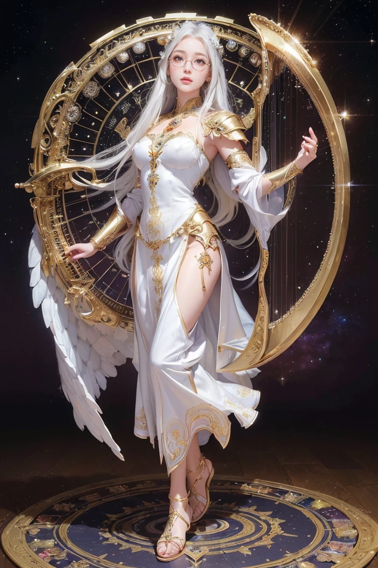 image of a woman with wings and a clock, goddess, extremely detailed artgerm, full - body majestic angel, trending on artstation pixiv, artgerm on artstation pixiv, guweiz on pixiv artstation, guweiz on artstation pixiv, white haired deity, artgerm. anime illustration
