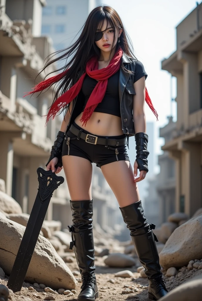 Modern ninja female European and American long hair handsome with weapons realistic full body 8k cinematic, dof, lightroom