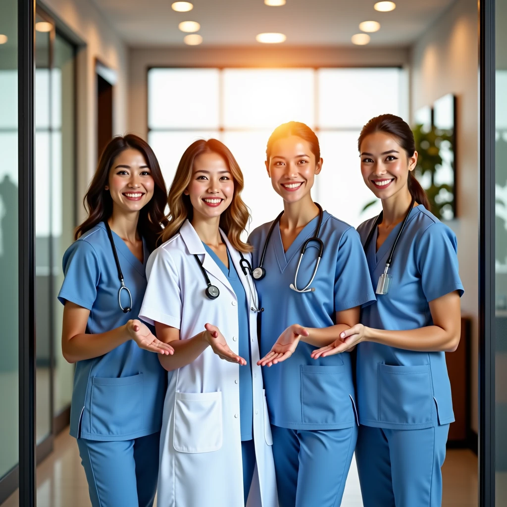Dental hygienist woman2People only, smiling, wearing medical scrubs, short sleeves, cute, Japanese, black hair, 20s Upper body close-up