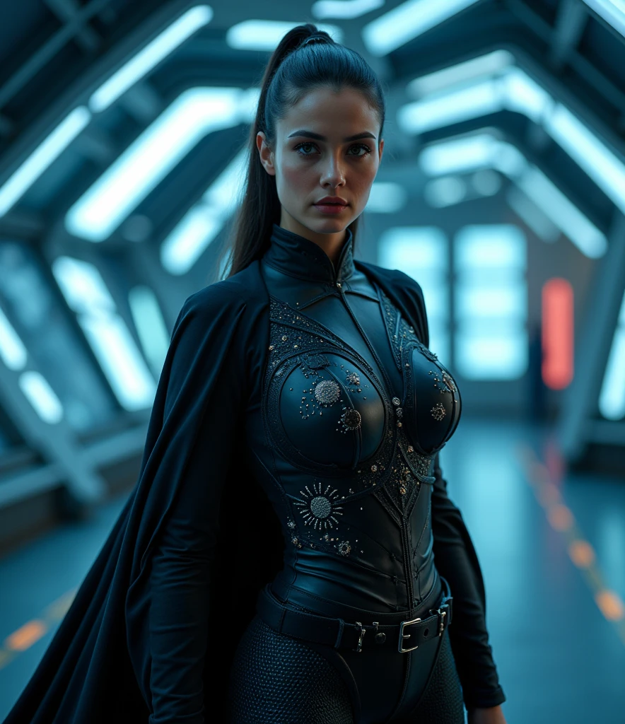 best qualityer, work of art, highly detailed symmetrical eyes, Captain Patria, highly detailed background, hyper realist, cinematic lighting, Studio quality, 8k resolution, work of art, an imposing pose with eyes glowing red.