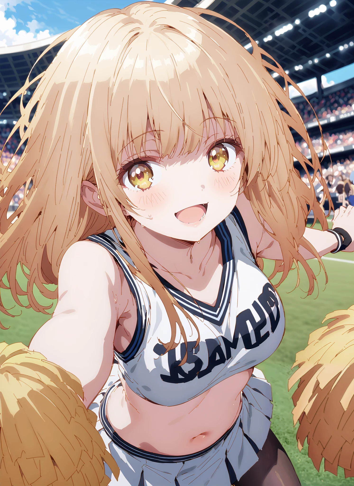 score_9, score_8_up, score_7_up, source_anime,
It's so dizzying, Mahiru Shiina, bungs, blonde hair, brown hair, yellow eyes,smile,blush,open your mouth,,(cheerleading), (full body), on chest, (semen), semen Wet Clothes, (white clothes),sleeveless, pleated skirt,black socks,sneakers,belly button sticking, playground, (jump), (jump),and raise both arms, 両足を曲げてjumpする, , blue sky, Compa, smile,cheerleader with radiant skin, Pom-pom \(cheerleading\) real hair ornaments,break looking at viewer,full body,
break outdoors,Stadium,
break (masterpiece:1.2), best quality, High Resolution, Unity 8K Wallpaper, ( illustration of a woman with a penis :0.8), (Beautiful Detailed Eyes:1.6), very detailed face, perfect lighting, very detailed CG, (perfect hands with full nudity, perfect anatomy),