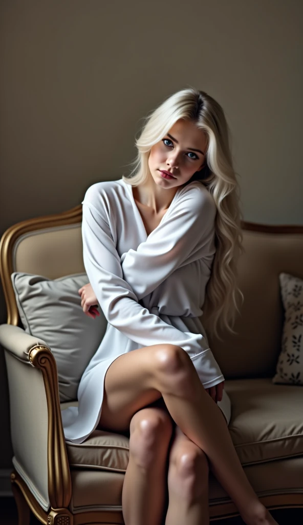 Femme en culotte en dentelle et gilet blanc,Grande silhouette parfaite, fille sexy aux yeux bleus, Portrait Sophie Mudd, Portrait de Corinna Kopf, cheveux blonds et grands yeux, selfie of a young woman, Les yeux dans la chambre, Violet Myers, Maquillage Orn, maquillage naturel, Look directly at the camera, Visage avec Artgram, dezentes Maquillage, De superbes photos du corps entier, dans une chambre, Fission, no clothes