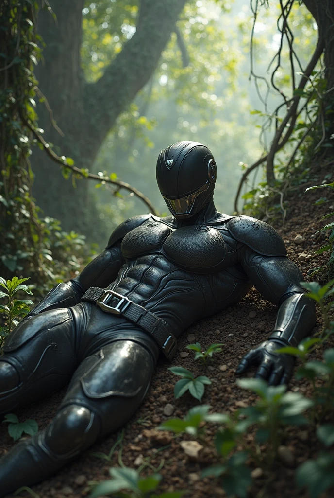 This suit is made from a bio-engineered material that responds to the wearer's thoughts and emotions, morphing its shape and color based on their needs. It can provide enhanced protection, camouflage abilities, and even change into various tools or weapons.Man suit