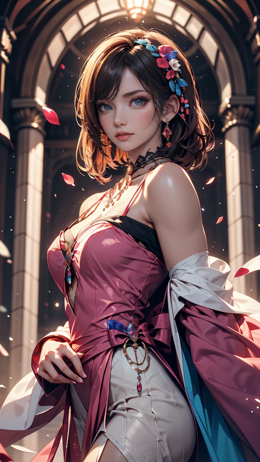 Portraiture, Long Hair, Gray Hair, Golden Eyes, One girl, head, face, Magical girl, Absurd, masterpiece, Highest quality, Magical girl costume, ((Magical girl)), short hair, Devastation, Remains, Dynamic pose, Apocalypse, Spell casting, Style-Glass, Full Body Shot