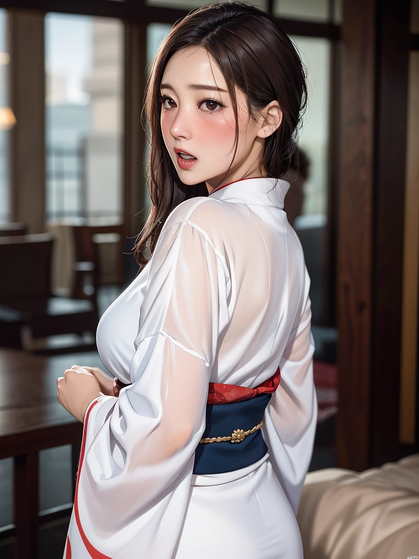 ((Japan Girl,1.4))About 20 years old,slenderbody,Slim Beauty,((Kyudo)),((Archery Women)),Haori Hakama,Detailed eyes,cabelos preto e longos,poneyTail,Real image quality,An ultra-high picture quality,8k,Masterpiece,Raw photo,Live Action,profetional lighting,((Night Background)),Absurd beauty,Beautiful face