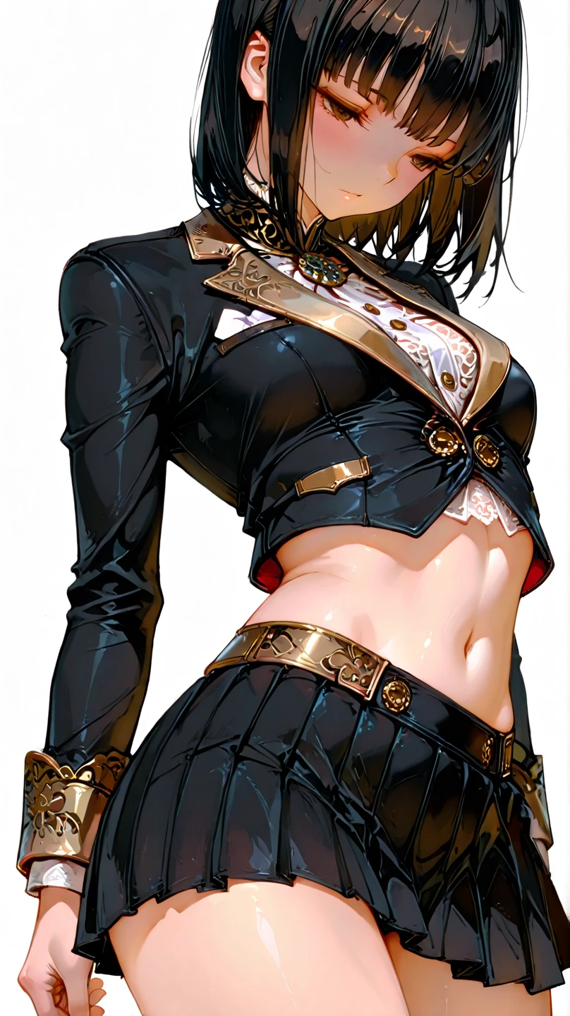 albino woman (16 yrs old de idade) , vampires, freckles (fair and white skin:1.7)、 (((urban samurai))), (long white hair with red highlights)、(black and gold futuristic jacket and shorts:1.0)、(White smoke)、(two swordedium breasts)、bared shoulders, Double eyelids, (grey-eyed)、parted lips,standing alone,(neckleace)、Delicado e sexly(clavicle:1.3), (shining skin:0.8),(tabletop:1.4),(best qualityer:1.4),bright red lips, perfect abs, humida(full of sweat)、low angles, (from the angle below), highly detailed skin, skin pore,(Fund estilo Katsushika Hokusai), pose de atitude, hair with a modern and futuristic cut, urban game poster art, dramatic camera angles, graffiti art elements in the background, design mixing contemporary and retro by Shepard Fairey, (((cowboy shot))), (((best qualityer: 1.4))), (Unbeatable masterpiece), (hiper HD),(CG 8k hyper-realistic), Kizi, (((standing alone))), pirralha violent, (((16 yrs old))), sexly, pose de atitude, work of art, (((manga style))), bounty hunter, violent, Manic, slenderbody, thin but strong, perfectbody, roupa moderna, advanced technology, (( cowboy shot )). intricate visual