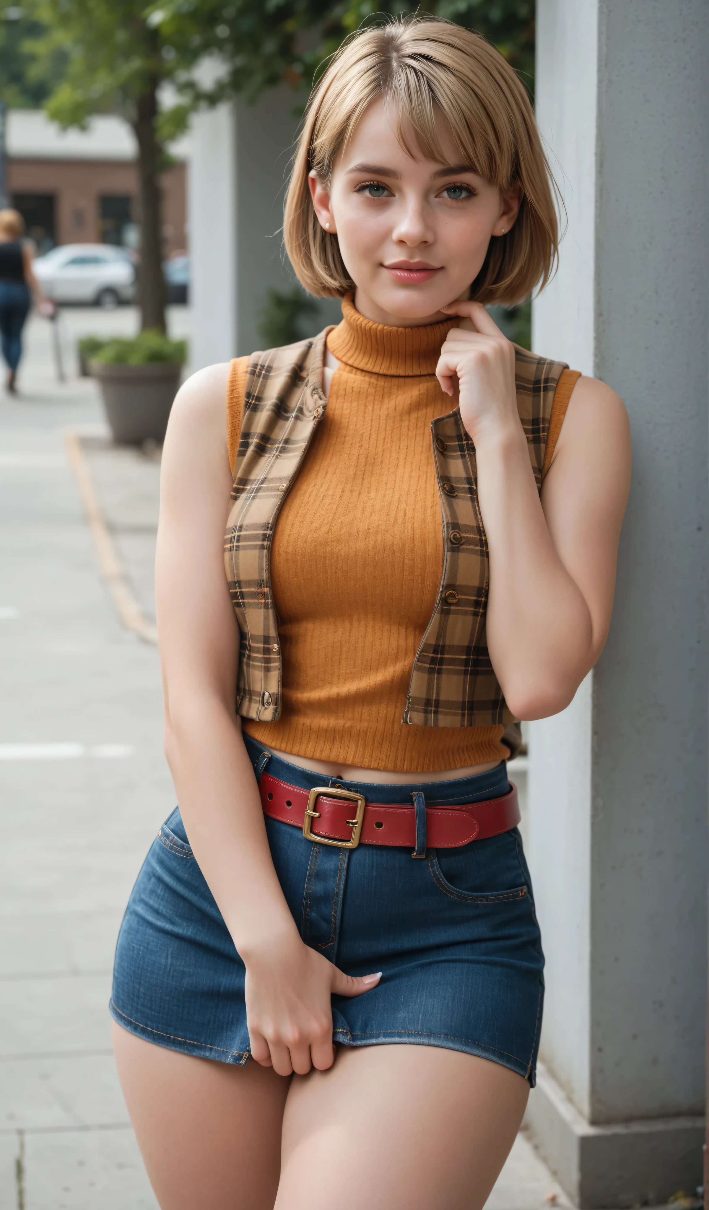 Evan Rachel Wood wearing low-cut fall clothes and smiling